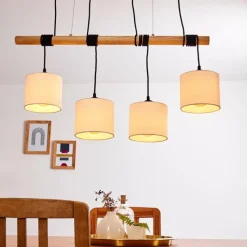 Lampes En Tissu-hofstein Suspension Sambia Brun, Noir, 4 lumières