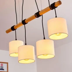 Lampes En Tissu-hofstein Suspension Sambia Brun, Noir, 4 lumières