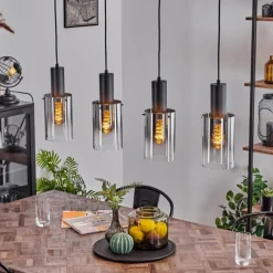 hofstein Suspension Sambour Noir, 4 lumières