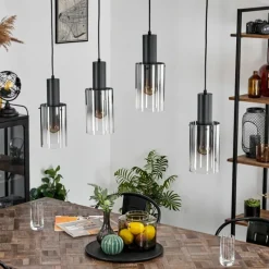 hofstein Suspension Sambour Noir, 4 lumières