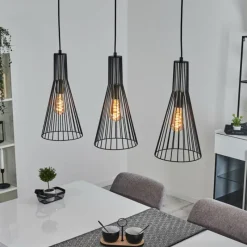Lampes Industrielles-hofstein Suspension Samorinha Noir, 3 lumières