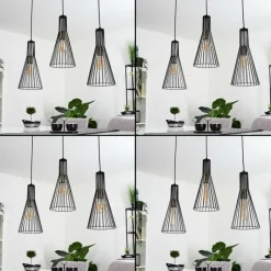 Lampes Industrielles-hofstein Suspension Samorinha Noir, 3 lumières