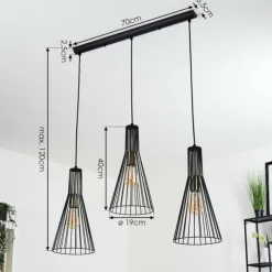 Lampes Industrielles-hofstein Suspension Samorinha Noir, 3 lumières