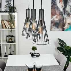 Lampes Industrielles-hofstein Suspension Samorinha Noir, 3 lumières