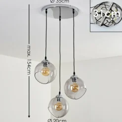 hofstein Suspension Schnabek Chrome, Noir, 3 lumières