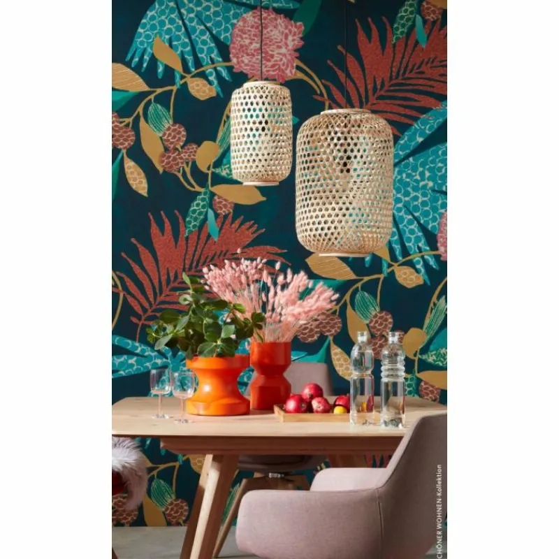 Style Boho-Chic-SCHÖNER WOHNEN-Kollektion Suspension CALLA Noir, 1 lumière