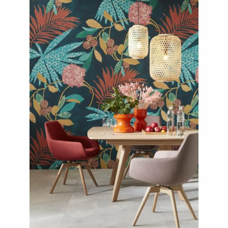 Style Boho-Chic-SCHÖNER WOHNEN-Kollektion Suspension CALLA Noir, 1 lumière