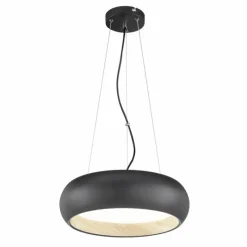 Lampes En Bois-SCHÖNER WOHNEN-Kollektion Suspension Wood LED Couleur bois, Noir, 1 lumière