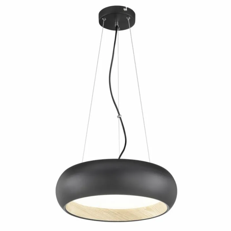 Lampes En Bois-SCHÖNER WOHNEN-Kollektion Suspension Wood LED Couleur bois, Noir, 1 lumière