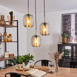 hofstein Suspension Scone Or, Laiton, 3 lumières