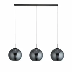 Suspension Verre Fumé-Luminaires Searchlight Suspension Searchlight Amsterdam Noir, 3 lumières