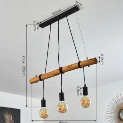 Lampes Vintages & Rétros-hofstein Suspension Seegaard Bois clair, Noir, 3 lumières