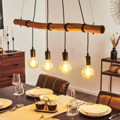 Lampes Vintages & Rétros-hofstein Suspension Seegaard Bois clair, Noir, 4 lumières