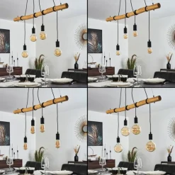 Lampes Vintages & Rétros-hofstein Suspension Seegaard Bois clair, Noir, 4 lumières