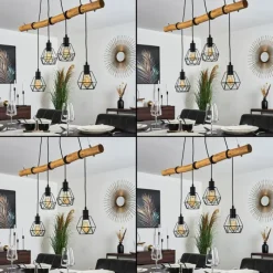 Style Boho-Chic-hofstein Suspension Seegaard Bois clair, Noir, 4 lumières