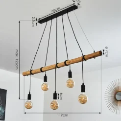 Lampes Vintages & Rétros-hofstein Suspension Seegaard Noir, 5 lumières