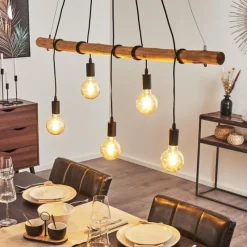 Lampes Vintages & Rétros-hofstein Suspension Seegaard Noir, 5 lumières