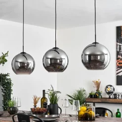 Suspension Verre Fumé-hofstein Suspension Semrong Noir, 3 lumières