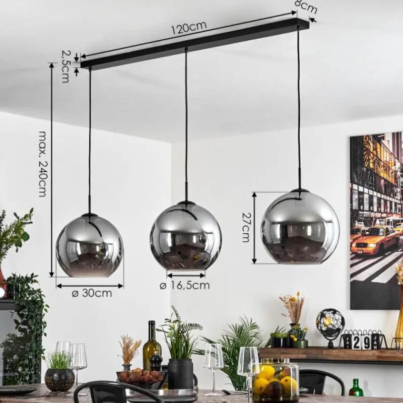 Suspension Verre Fumé-hofstein Suspension Semrong Noir, 3 lumières