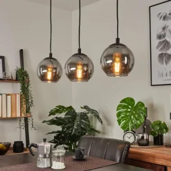 Suspension Verre Fumé-hofstein Suspension Sernf Noir, 3 lumières