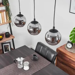 Suspension Verre Fumé-hofstein Suspension Sernf Noir, 3 lumières