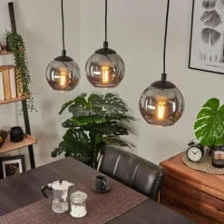 Suspension Verre Fumé-hofstein Suspension Sernf Noir, 3 lumières