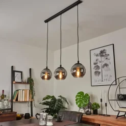 Suspension Verre Fumé-hofstein Suspension Sernf Noir, 3 lumières