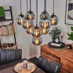 Suspension Verre Fumé-hofstein Suspension Sernf Noir, 10 lumières