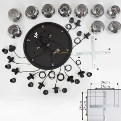 Suspension Verre Fumé-hofstein Suspension Sernf Noir, 10 lumières