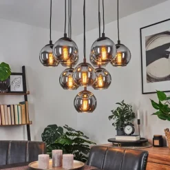 Suspension Verre Fumé-hofstein Suspension Sernf Noir, 10 lumières