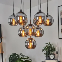 Suspension Verre Fumé-hofstein Suspension Sernf Noir, 10 lumières