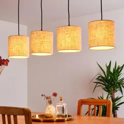 Lampes En Tissu-hofstein Suspension Shiburg Bois clair, 4 lumières