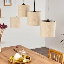 Lampes En Tissu-hofstein Suspension Shiburg Bois clair, 4 lumières