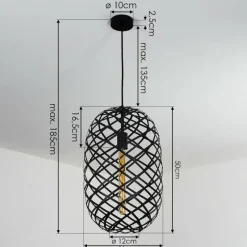 Lampes Vintages & Rétros-hofstein Suspension Shupá Noir, 1 lumière