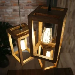 Style Boho-Chic-hofstein Suspension Siddeburen Bois foncé, 3 lumières