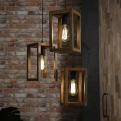 Style Boho-Chic-hofstein Suspension Siddeburen Bois foncé, 3 lumières