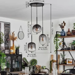 hofstein Suspension Skiatook Noir, 3 lumières