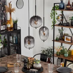 hofstein Suspension Skiatook Noir, 3 lumières