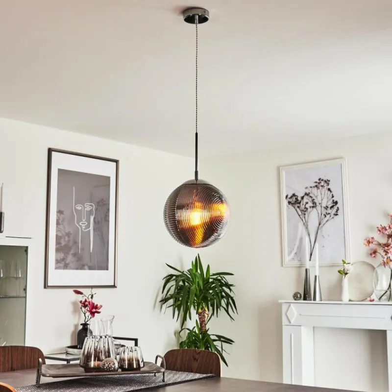 Suspension Verre Fumé-hofstein Suspension Sénal Chrome, 1 lumière