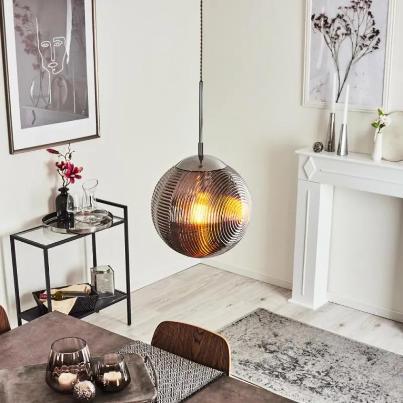 Suspension Verre Fumé-hofstein Suspension Sénal Chrome, 1 lumière