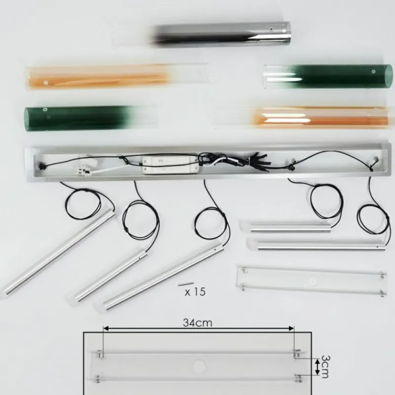 Suspension Verre Fumé-hofstein Suspension Souffort LED Chrome, 5 lumières