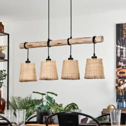 Luminaires Scandinaves-hofstein Suspension Soungou Écru, Noir, 4 lumières