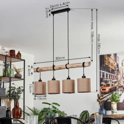 Lampes En Tissu-hofstein Suspension Soungou Écru, Noir, 4 lumières