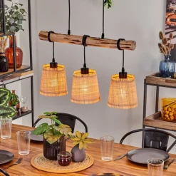 Luminaires Scandinaves-hofstein Suspension Soungou Écru, Noir, 3 lumières