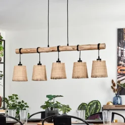 Luminaires Scandinaves-hofstein Suspension Soungou Écru, Noir, 5 lumières