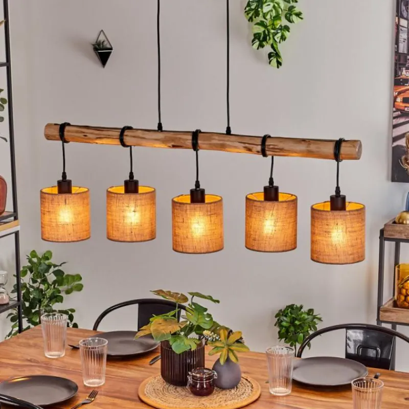 Lampes En Tissu-hofstein Suspension Soungou Écru, Noir, 5 lumières