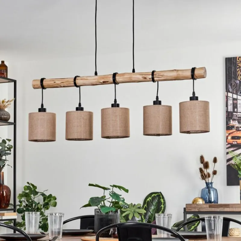 Lampes En Tissu-hofstein Suspension Soungou Écru, Noir, 5 lumières