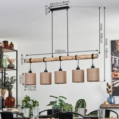 Lampes En Tissu-hofstein Suspension Soungou Écru, Noir, 5 lumières