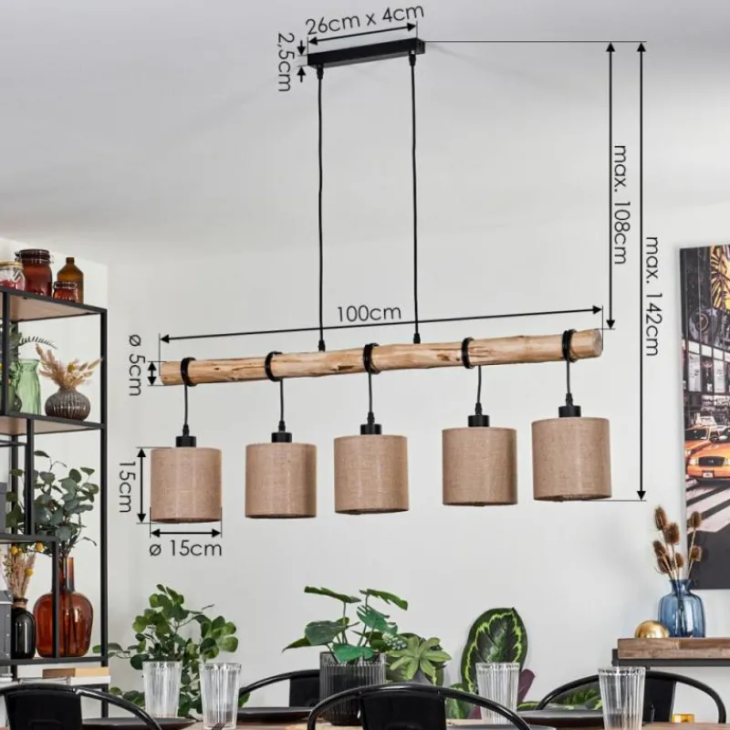 Lampes En Tissu-hofstein Suspension Soungou Écru, Noir, 5 lumières