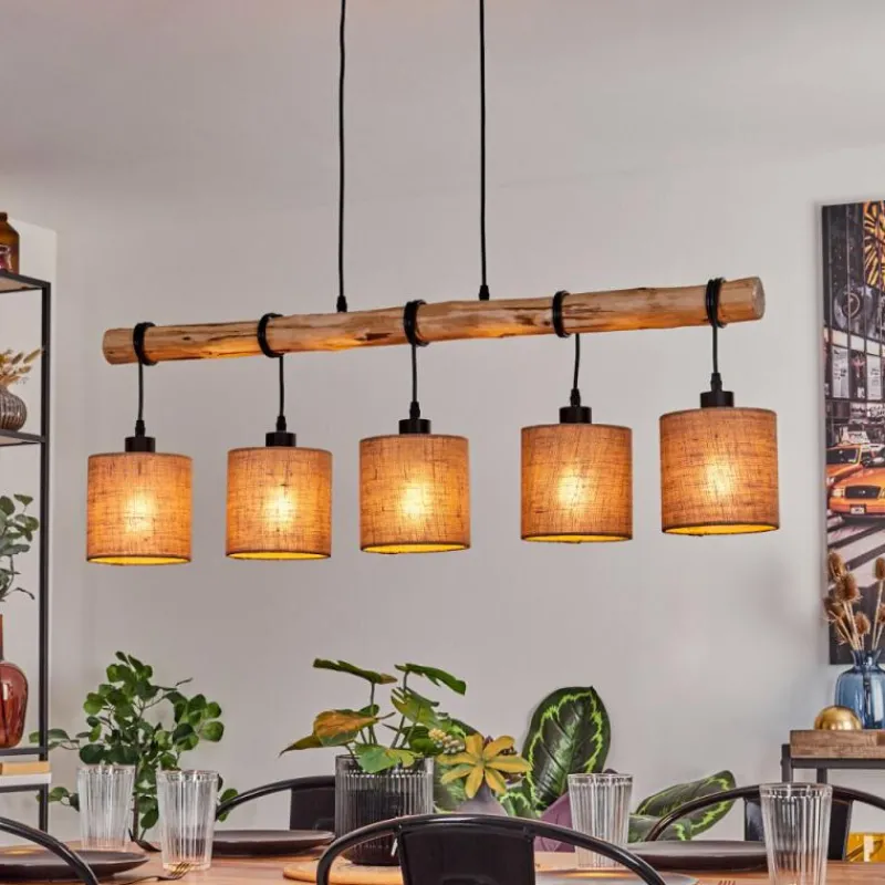 Lampes En Tissu-hofstein Suspension Soungou Écru, Noir, 5 lumières